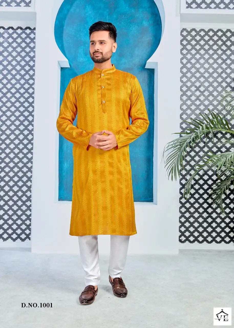 Banwery Royal Men Heavy Jacquard Silk Wholesale Kurta Pajama Catalog — Singles, Banwery wholesale from Surat — view 7