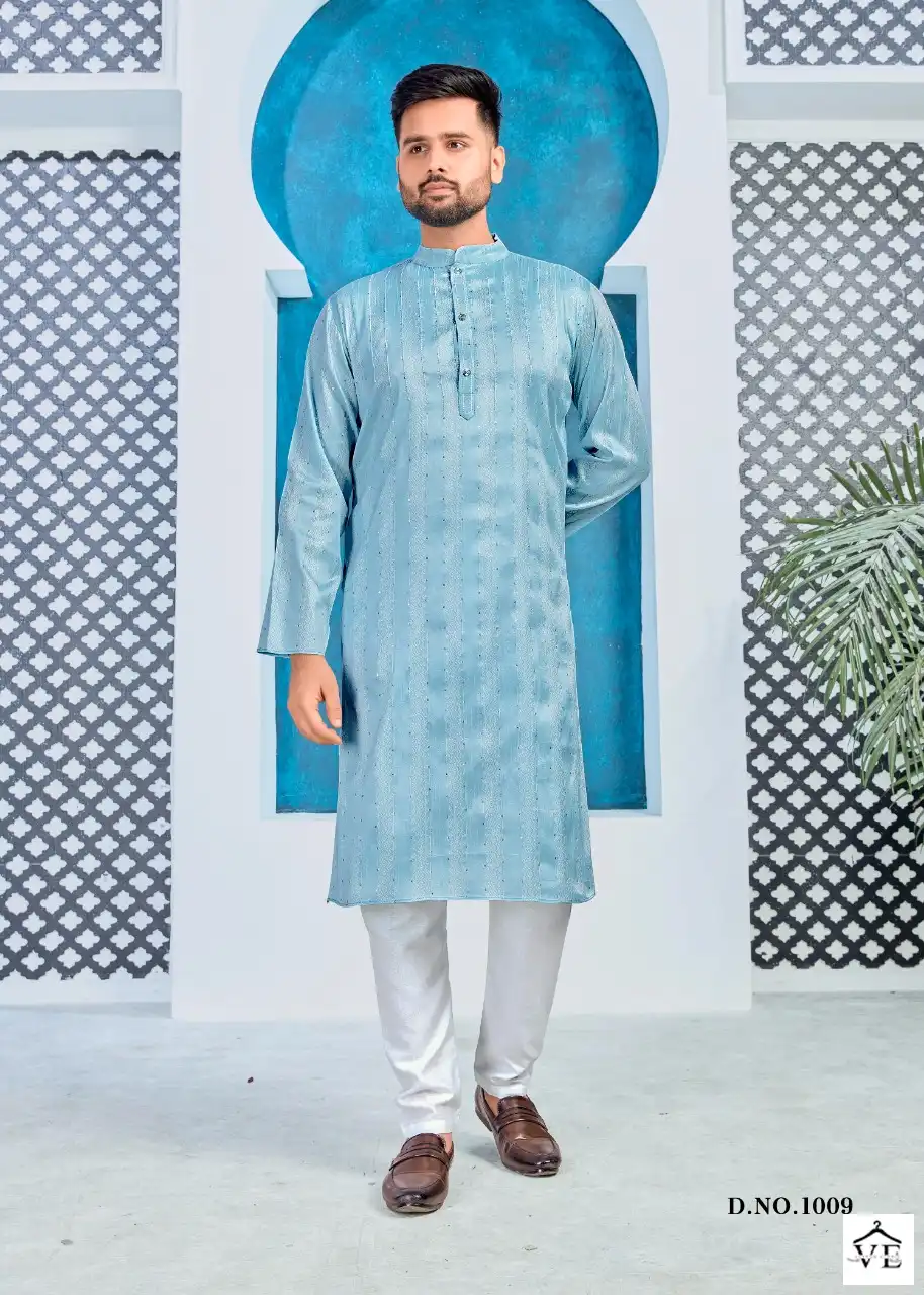 Banwery Royal Men Heavy Jacquard Silk Wholesale Kurta Pajama Catalog — Singles, Banwery wholesale from Surat — view 6