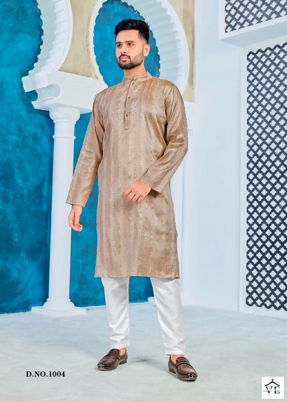 Banwery Royal Men Heavy Jacquard Silk Wholesale Kurta Pajama Catalog — Singles, Banwery wholesale from Surat — view 9