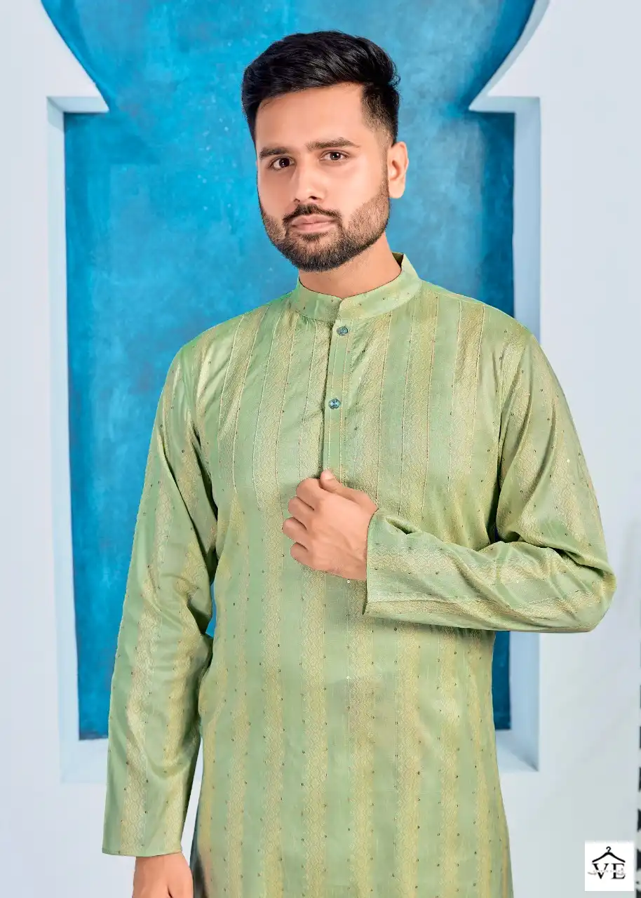 Banwery Royal Men Heavy Jacquard Silk Wholesale Kurta Pajama Catalog — Singles, Banwery wholesale from Surat — view 10