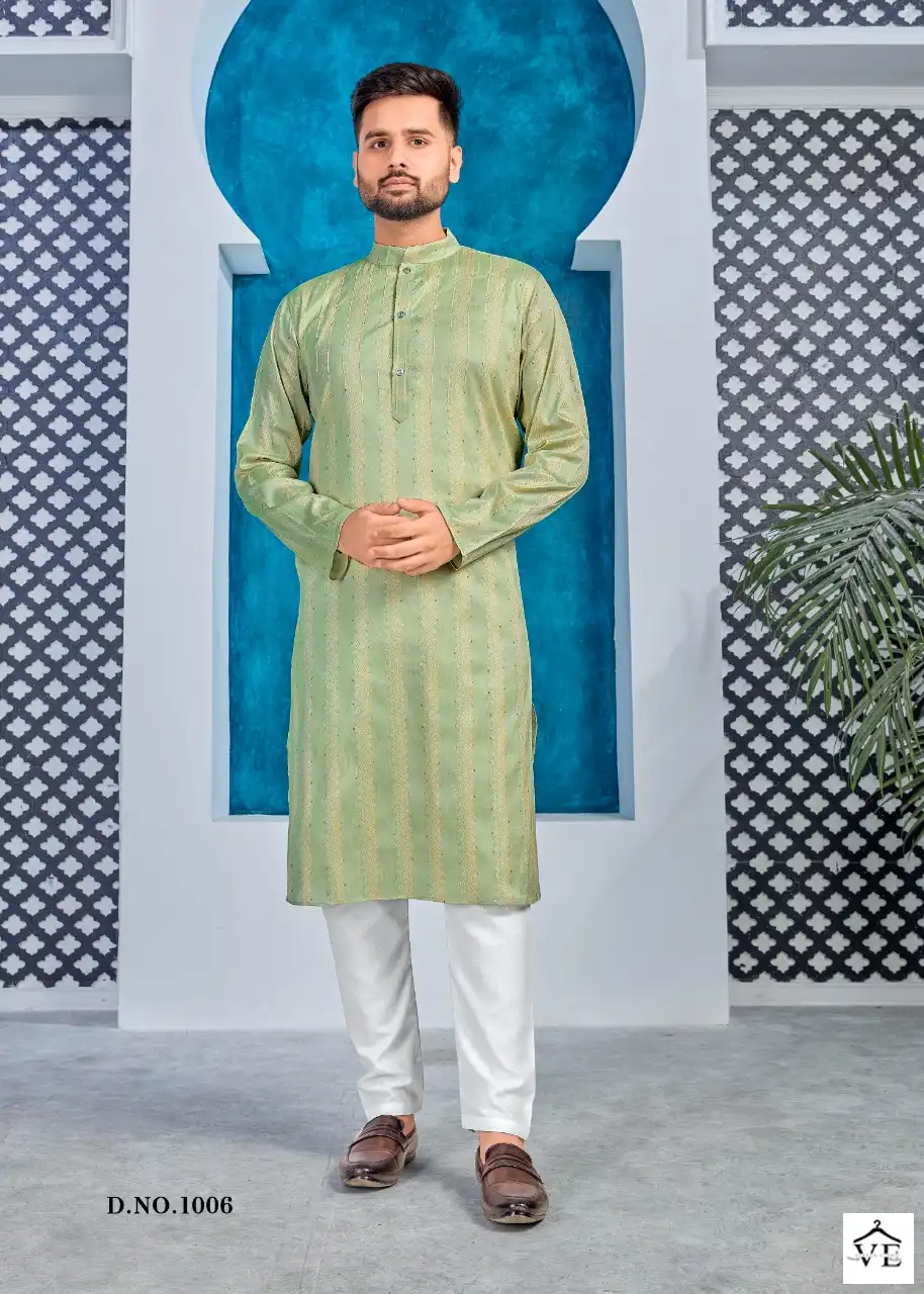 Banwery Royal Men Heavy Jacquard Silk Wholesale Kurta Pajama Catalog — Singles, Banwery wholesale from Surat — view 3