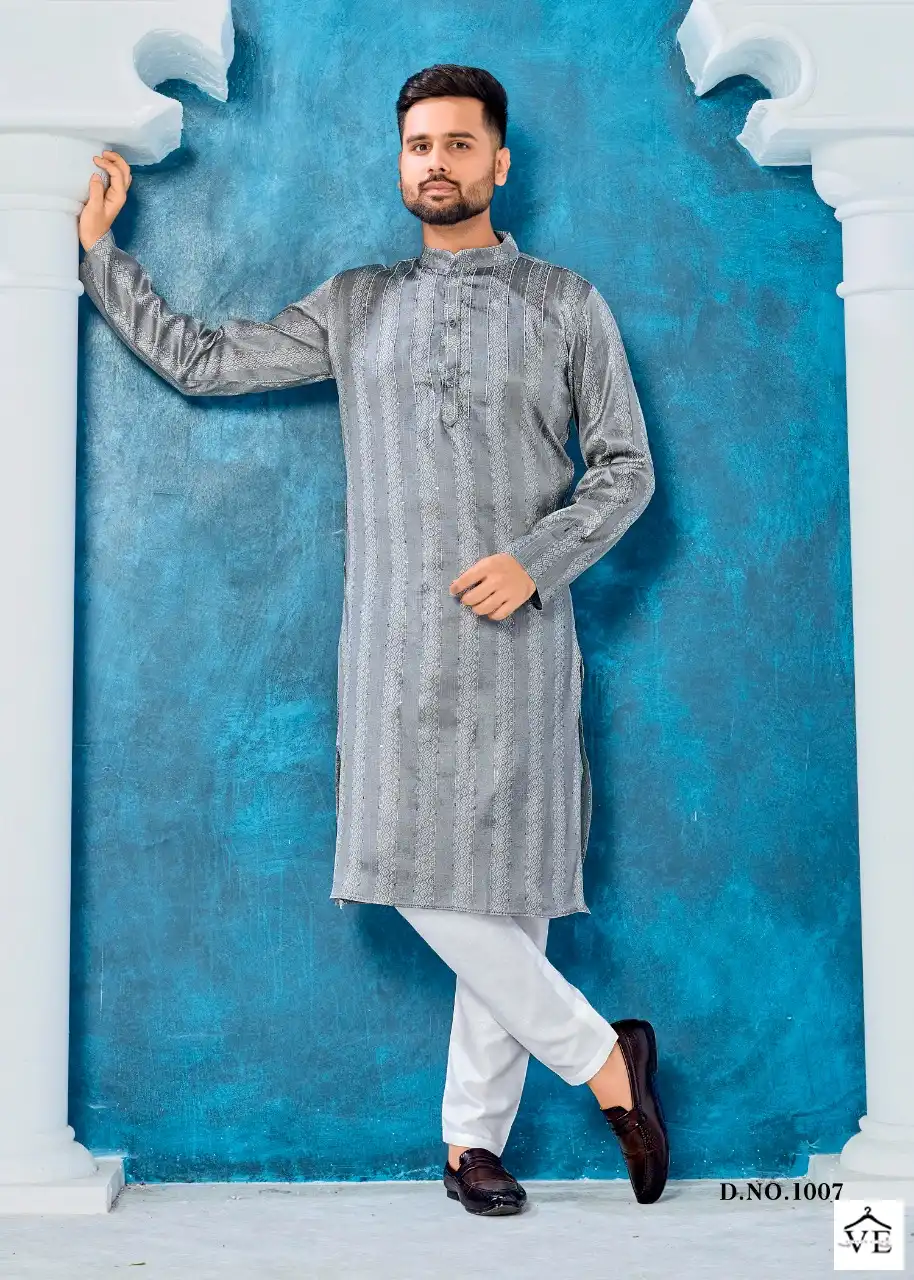 Banwery Royal Men Heavy Jacquard Silk Wholesale Kurta Pajama Catalog — Singles, Banwery wholesale from Surat — view 4