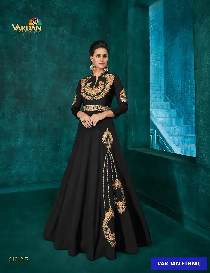 Vardan Designer Rozi Gold Vol-1 Triva Silk Wholesale Gown Catalog — Wholesale Kurtis, MPA wholesale from Surat - Gallery Image 2