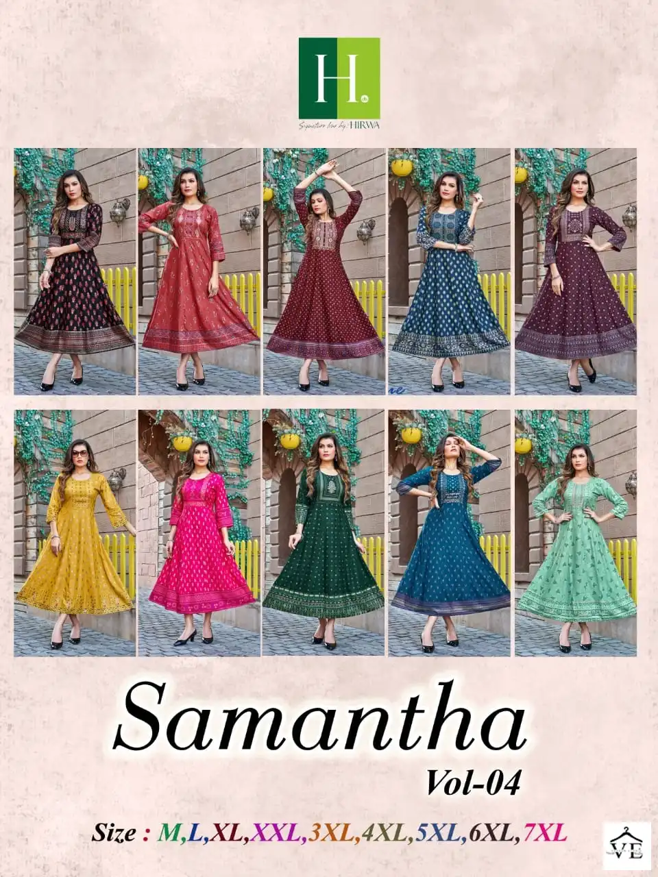 Hirwa Samantha Vol 4 Heavy Rayon Wholesale Anarkali Kurti Catalog — Wholesale Kurtis, MPA wholesale from Surat — view 11