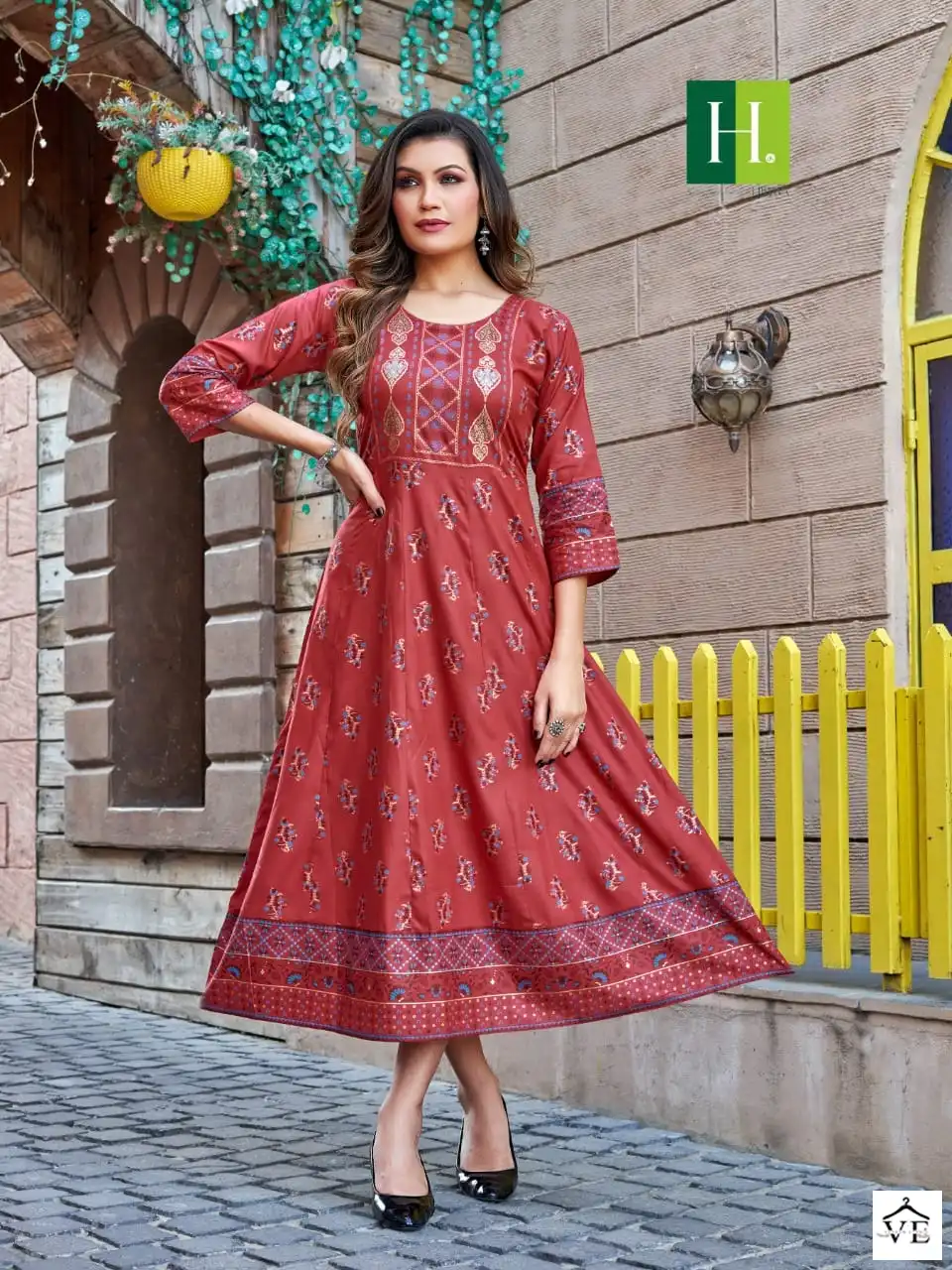 Hirwa Samantha Vol 4 Heavy Rayon Wholesale Anarkali Kurti Catalog — Wholesale Kurtis, MPA wholesale from Surat - Gallery Image 9