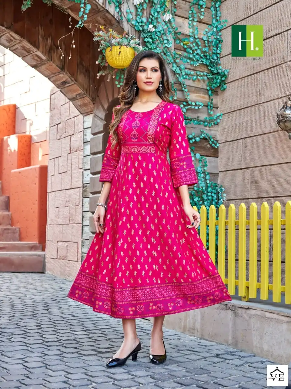 Hirwa Samantha Vol 4 Heavy Rayon Wholesale Anarkali Kurti Catalog — Wholesale Kurtis, MPA wholesale from Surat - Gallery Image 2