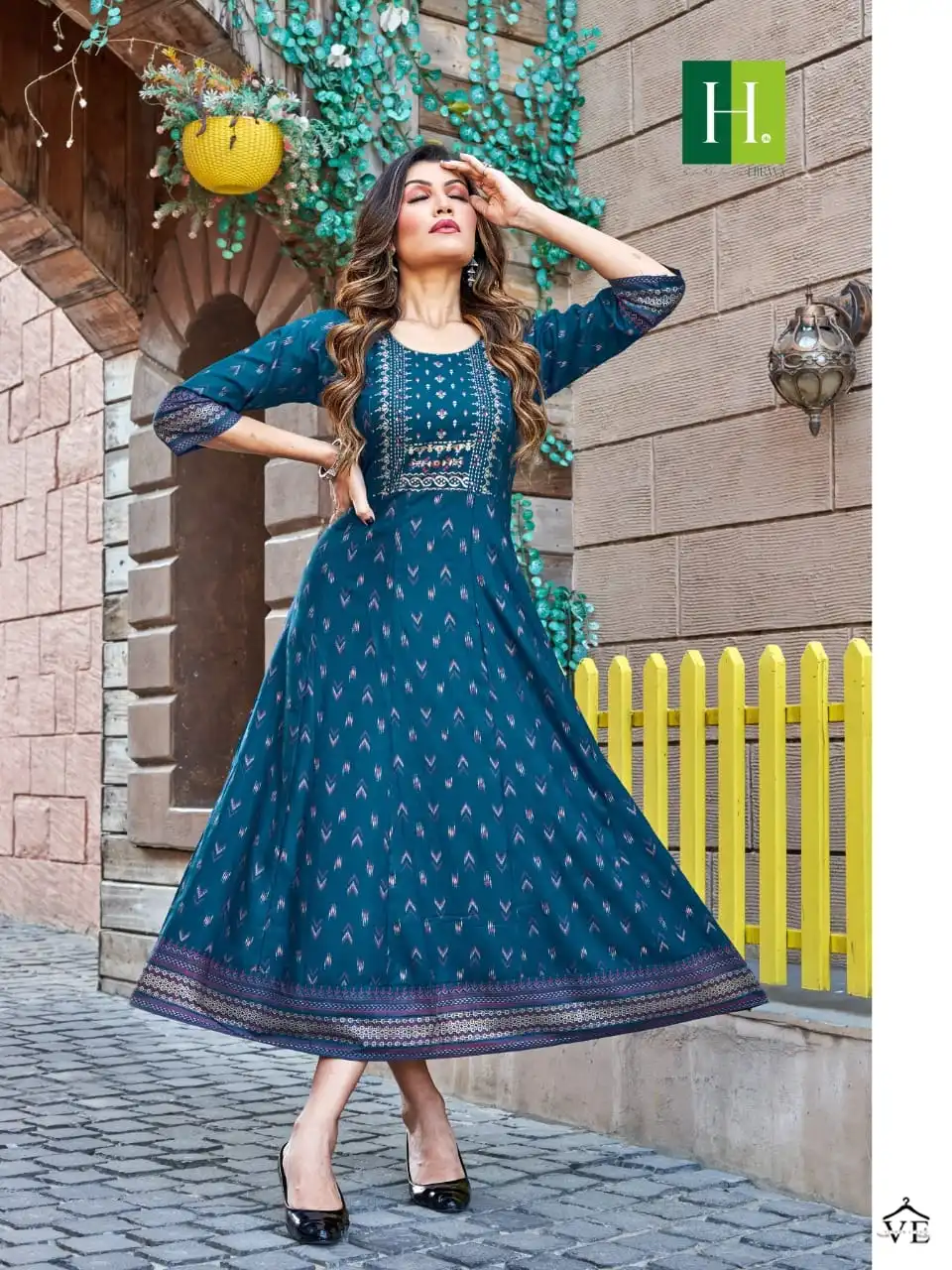 Hirwa Samantha Vol 4 Heavy Rayon Wholesale Anarkali Kurti Catalog — Wholesale Kurtis, MPA wholesale from Surat - Gallery Image 6