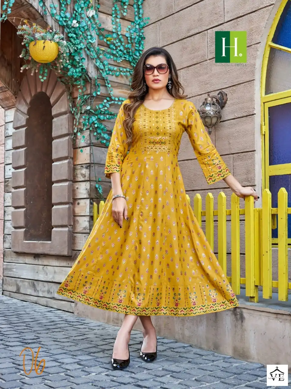 Hirwa Samantha Vol 4 Heavy Rayon Wholesale Anarkali Kurti Catalog — Wholesale Kurtis, MPA wholesale from Surat - Gallery Image 8