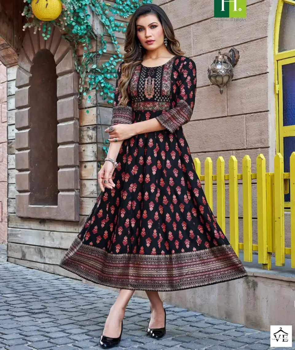 Hirwa Samantha Vol 4 Heavy Rayon Wholesale Anarkali Kurti Catalog — Wholesale Kurtis, MPA wholesale from Surat — view 1