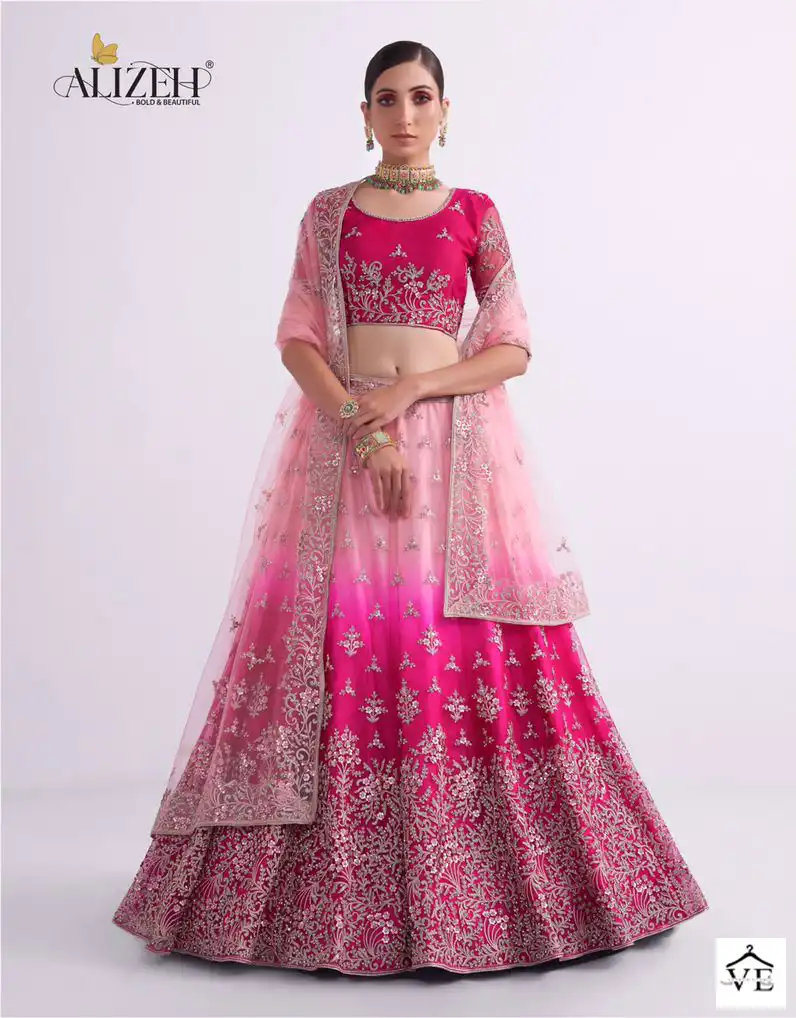 Alizeh Shades Net, Silk Wholesale Bridal Lehenga Catalog — Wholesale Lehenga, Alizeh wholesale from Surat - Gallery Image 2