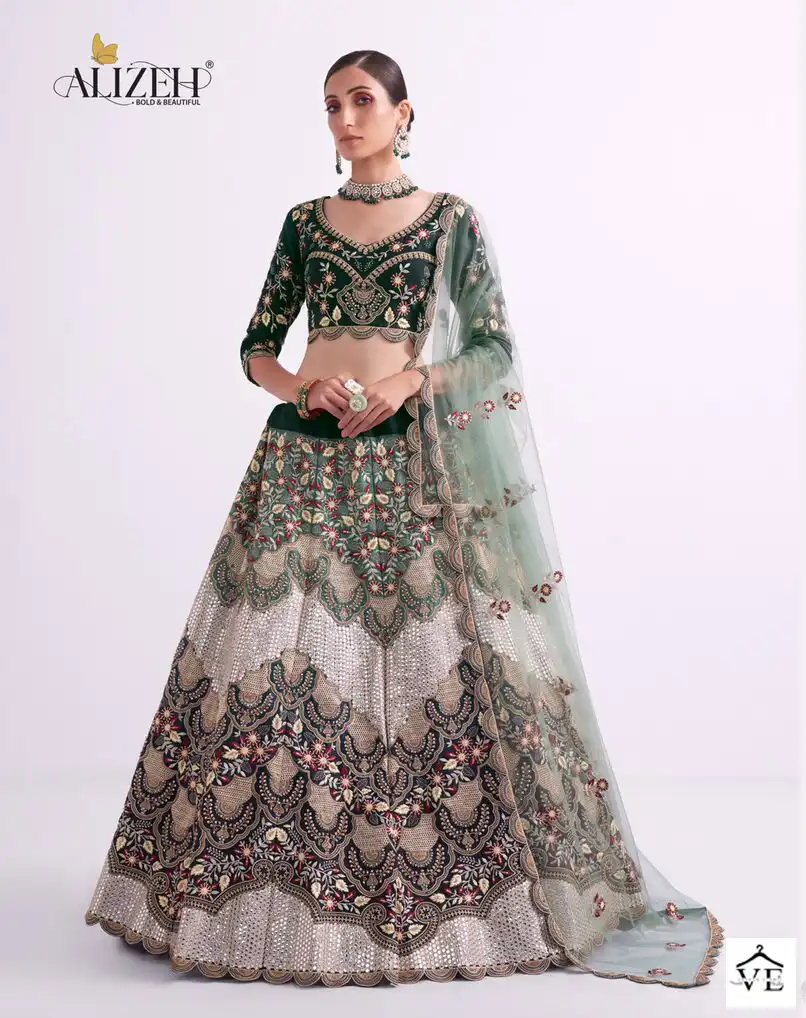 Alizeh Shades Net, Silk Wholesale Bridal Lehenga Catalog — Wholesale Lehenga, Alizeh wholesale from Surat - Gallery Image 3