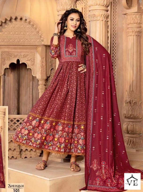 Hirwa Shehzadi Rayon Wholesale Gown With Dupatta Catalog Catalog — Wholesale Kurtis, MPA wholesale from Surat — view 2