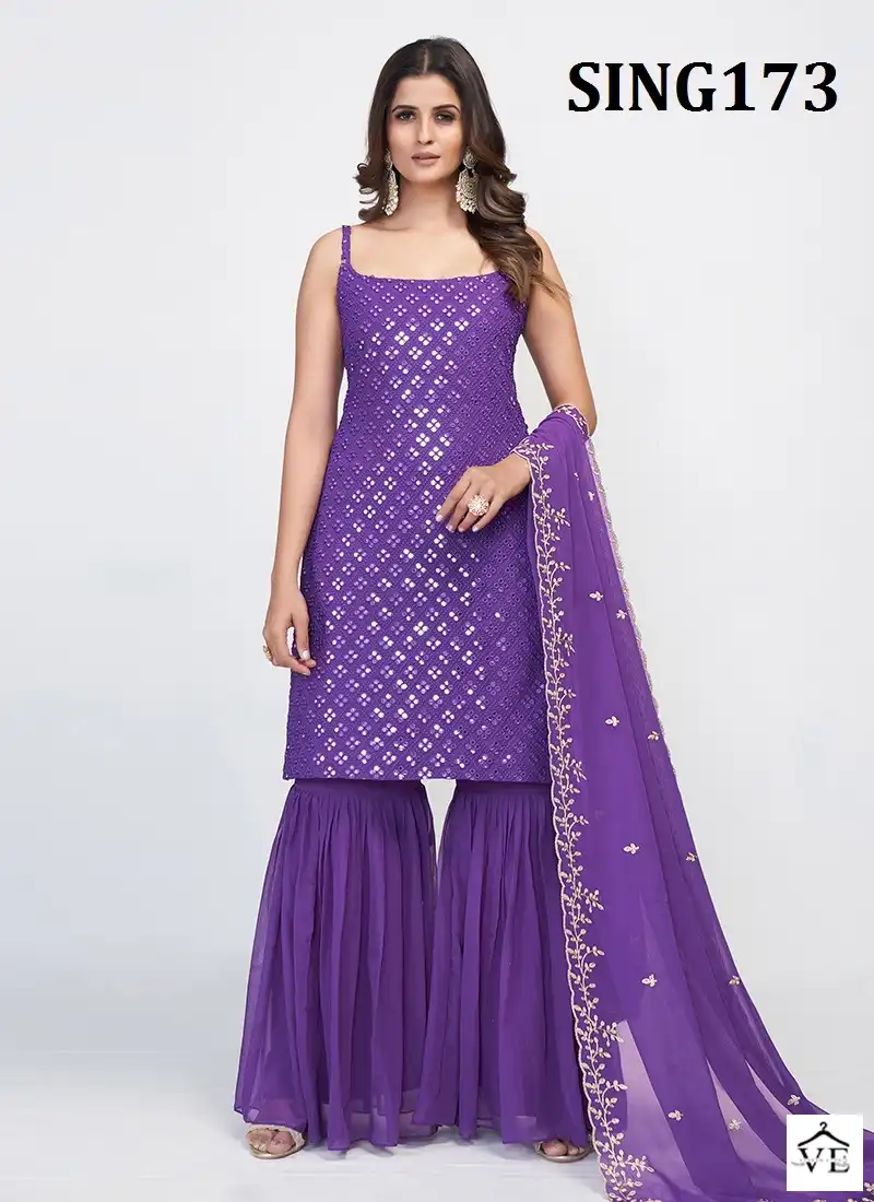 Arya Sing173 Georgette Wholesale Sharara Salwar Suit — Wholesale Salwar Suits, MPA wholesale from Surat - Gallery Image 6