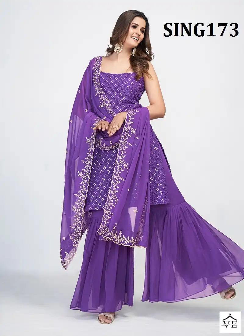 Arya Sing173 Georgette Wholesale Sharara Salwar Suit — Wholesale Salwar Suits, MPA wholesale from Surat - Gallery Image 7