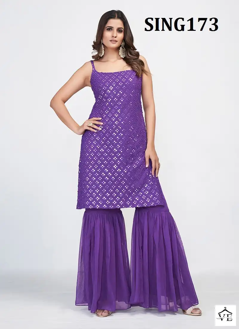 Arya Sing173 Georgette Wholesale Sharara Salwar Suit — Wholesale Salwar Suits, MPA wholesale from Surat - Gallery Image 8