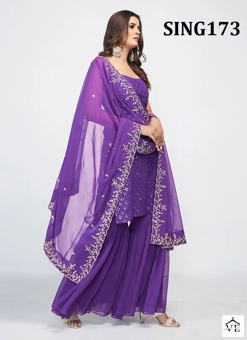 Arya Sing173 Georgette Wholesale Sharara Salwar Suit — Wholesale Salwar Suits, MPA wholesale from Surat — view 9