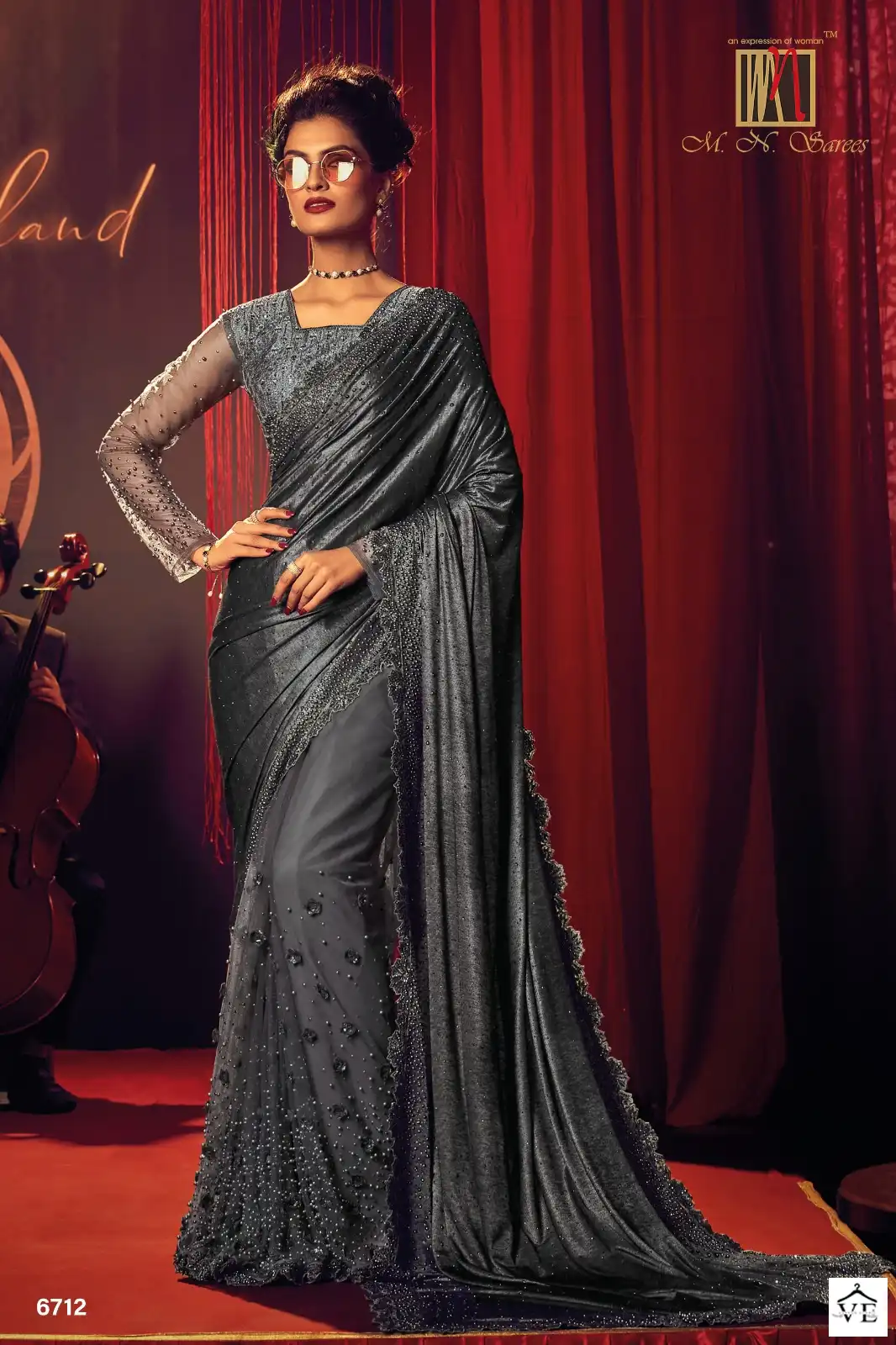 M.N. Swarovski Vol 6 Imported Fabric Wholesale Heavy Designer Saree Catalog — Wholesale Sarees, MPA wholesale from Surat - Gallery Image 10