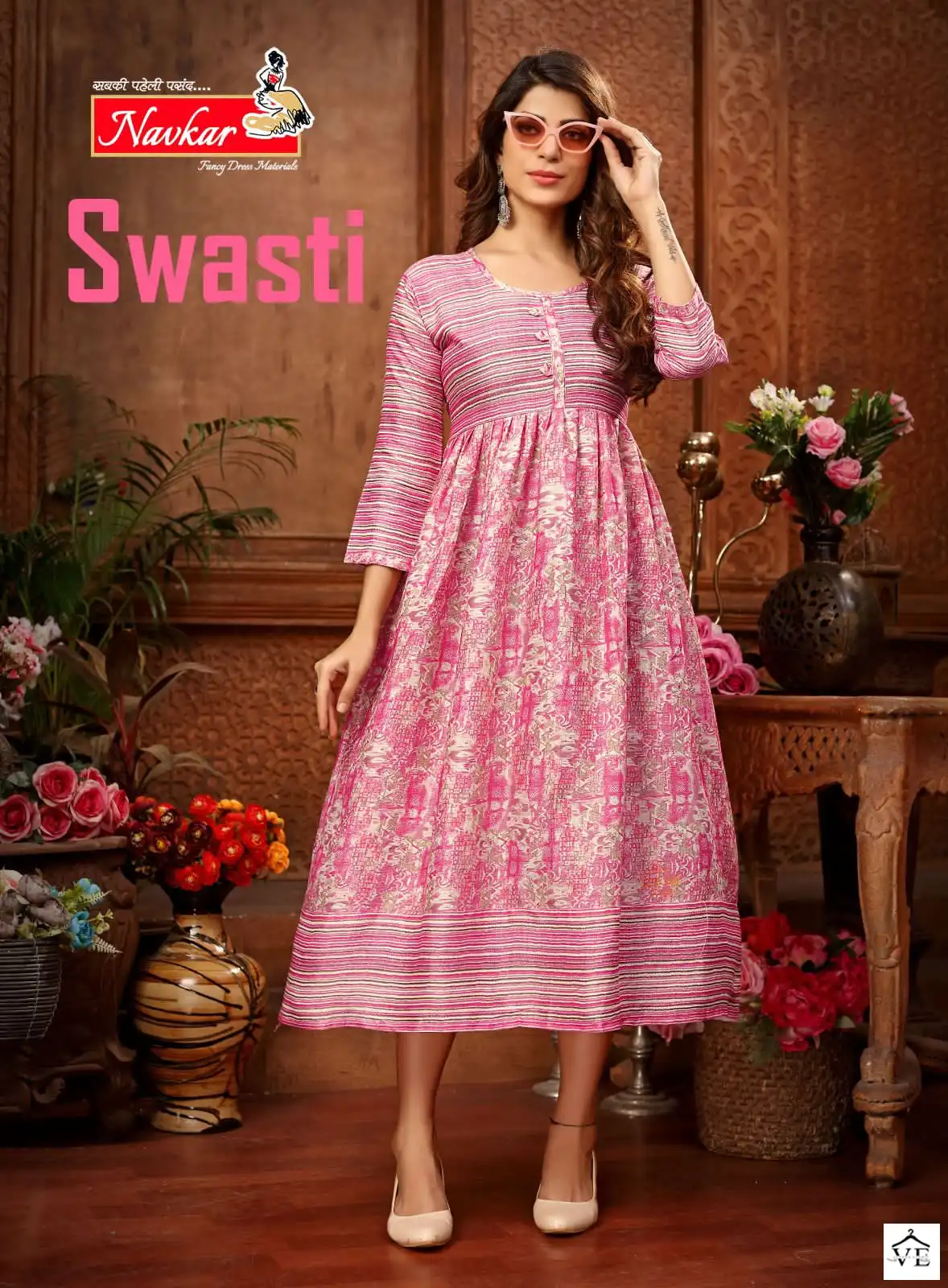 Navkar Swasti Original Capsule Rayon Wholesale Long Kurti Catalog — Wholesale Kurtis, MPA wholesale from Surat - Gallery Image 4