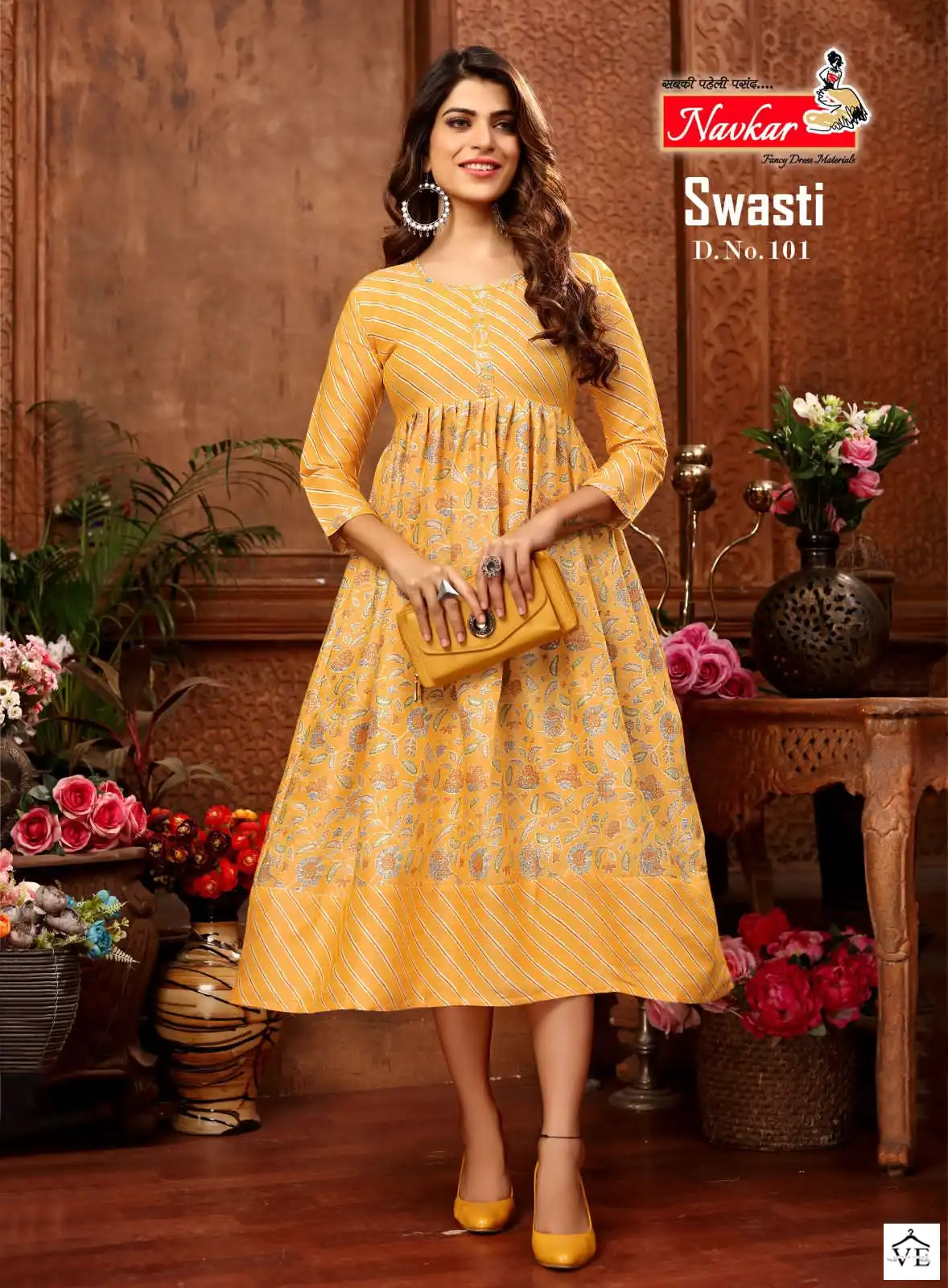 Navkar Swasti Original Capsule Rayon Wholesale Long Kurti Catalog — Wholesale Kurtis, MPA wholesale from Surat - Gallery Image 3