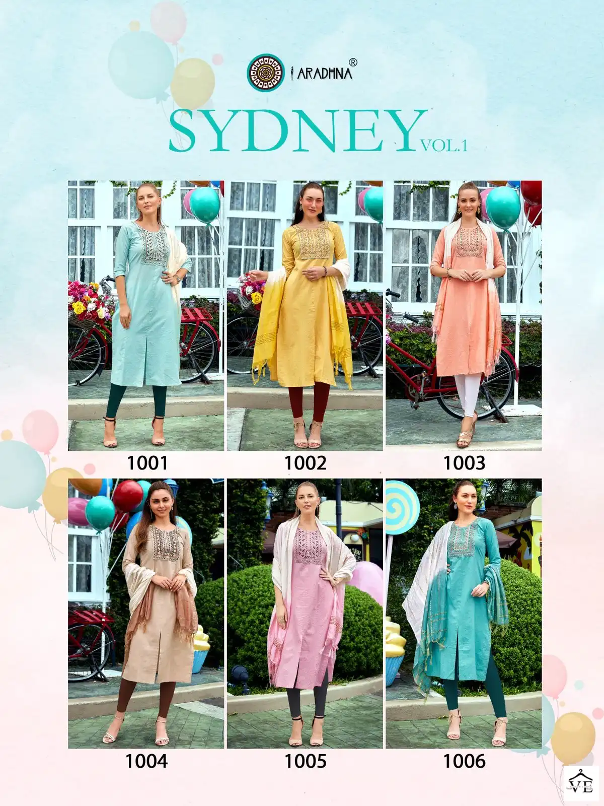 Aradhna Sydney Vol 1 Weaved Cotton Wholesale Kurti With Dupatta Catalog — Wholesale Salwar Suits, MPA wholesale from Surat — view 7