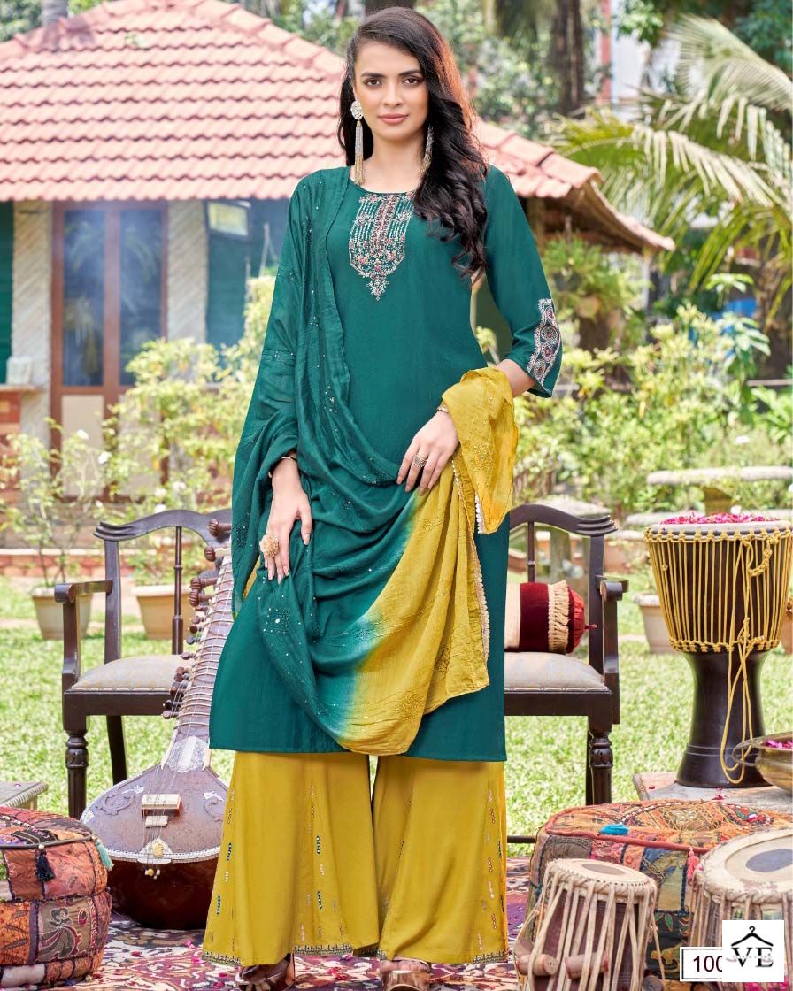 Koodee Sanaya-1 Heavy Chinon Wholesale Readymade Salwar Suit Catalog — Wholesale Salwar Suits, MPA wholesale from Surat — view 1