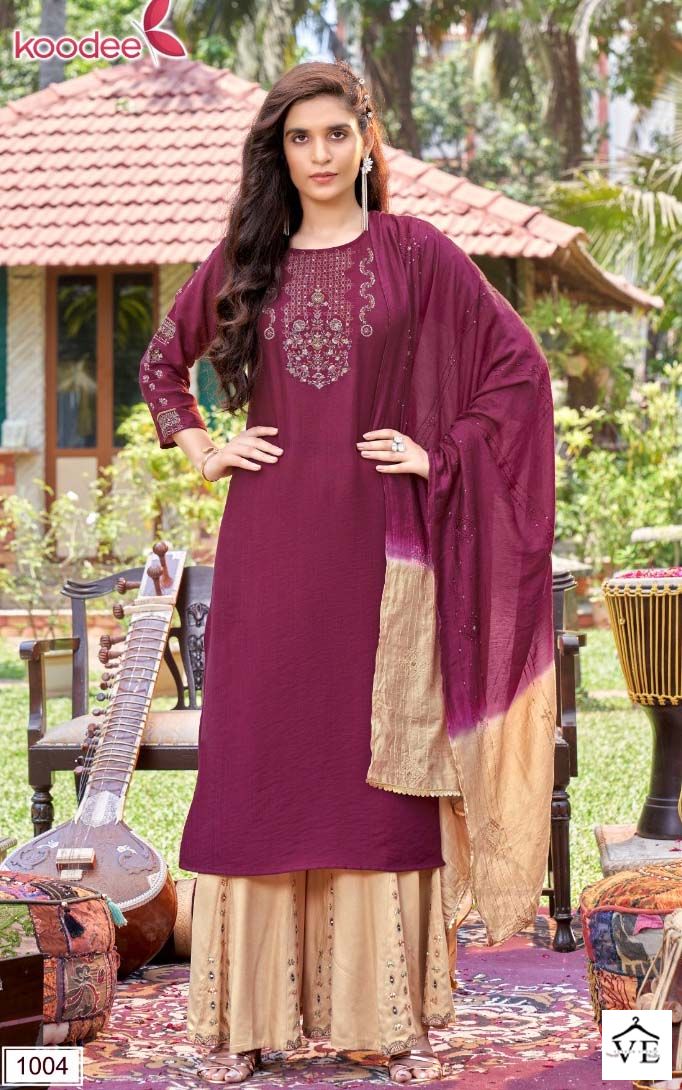 Koodee Sanaya-1 Heavy Chinon Wholesale Readymade Salwar Suit Catalog — Wholesale Salwar Suits, MPA wholesale from Surat - Gallery Image 4