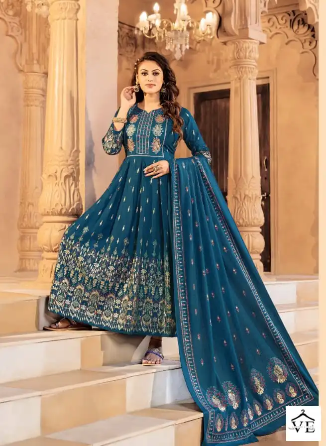Hirwa Shehzadi Heavy Rayon Wholesale Anarkali Kurti With Dupatta Catalog — Wholesale Salwar Suits, MPA wholesale from Surat - Gallery Image 5