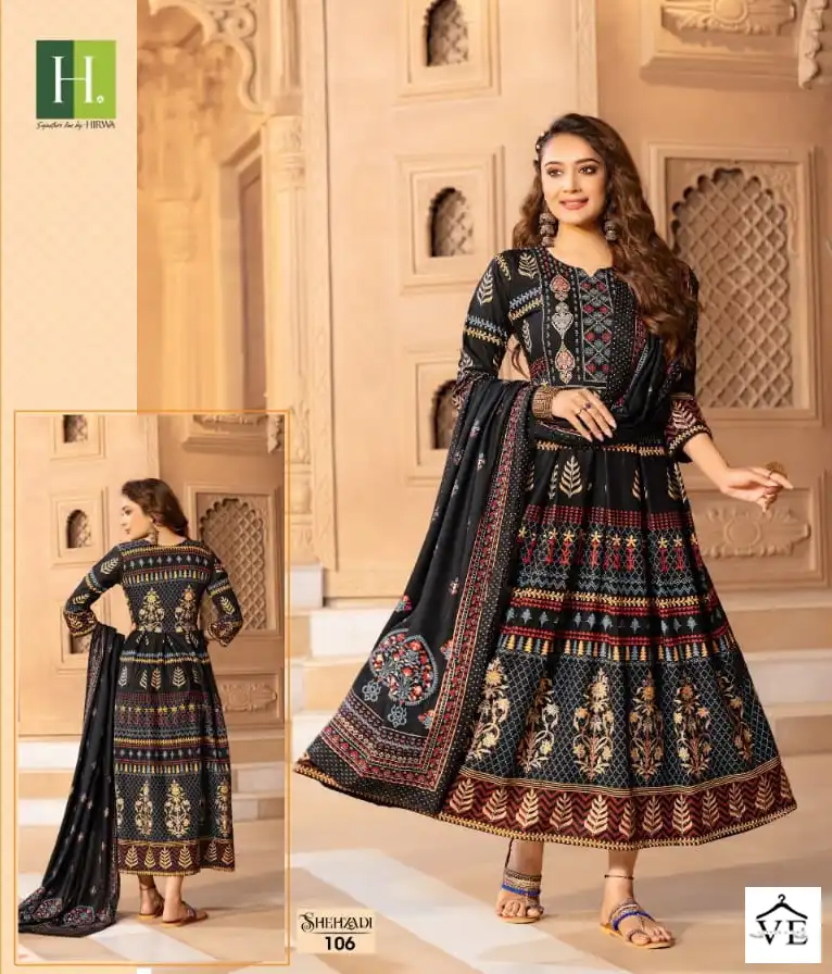 Hirwa Shehzadi Heavy Rayon Wholesale Anarkali Kurti With Dupatta Catalog — Wholesale Salwar Suits, MPA wholesale from Surat - Gallery Image 6