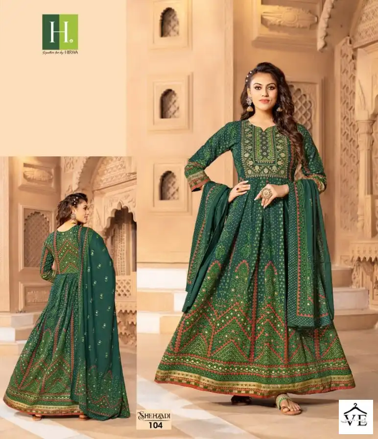 Hirwa Shehzadi Heavy Rayon Wholesale Anarkali Kurti With Dupatta Catalog — Wholesale Salwar Suits, MPA wholesale from Surat - Gallery Image 4