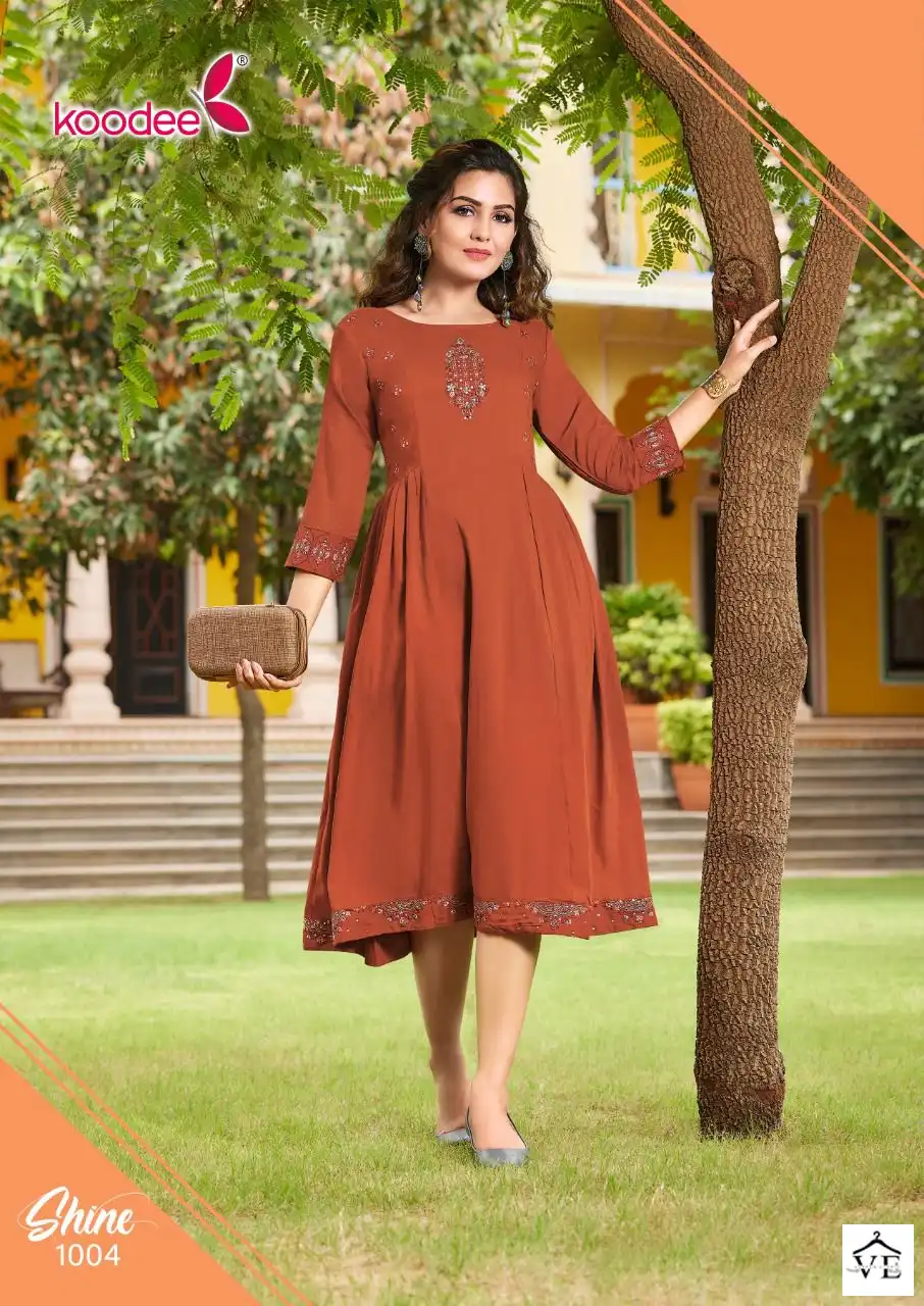 Koodee Shine Heavy Chinon Wholesale Kurti Catalog — Wholesale Kurtis, MPA wholesale from Surat - Gallery Image 3