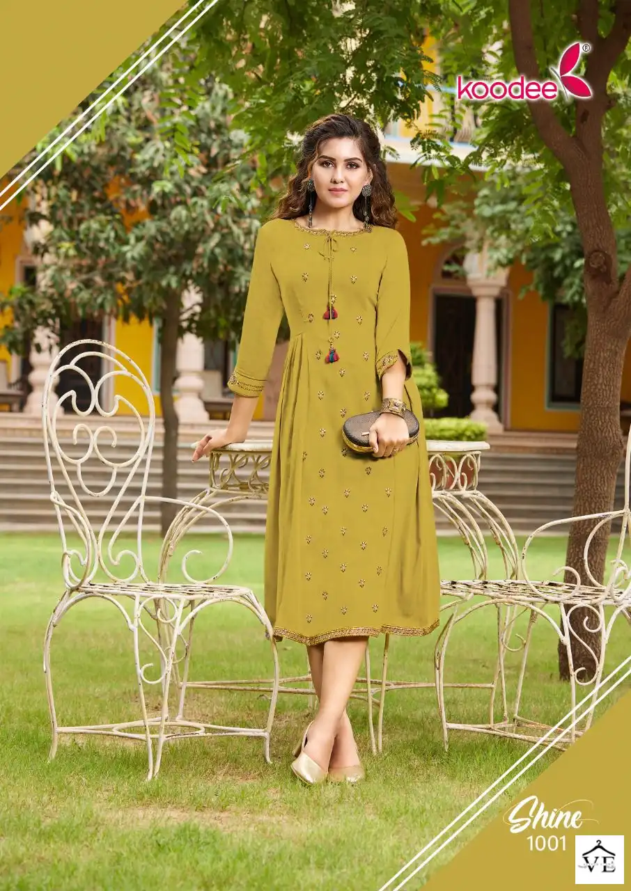 Koodee Shine Heavy Chinon Wholesale Kurti Catalog — Wholesale Kurtis, MPA wholesale from Surat - Gallery Image 4