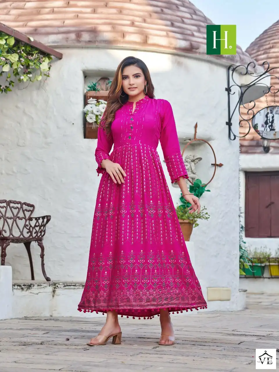 Hirwa Sunidhi Heavy Rayon Slub Wholesale Anarkali Kurti Catalog — Wholesale Kurtis, MPA wholesale from Surat — view 10