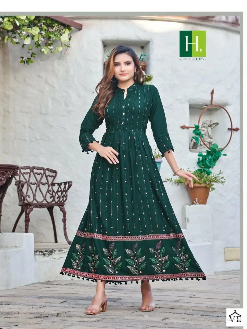 Hirwa Sunidhi Heavy Rayon Slub Wholesale Anarkali Kurti Catalog — Wholesale Kurtis, MPA wholesale from Surat — view 11