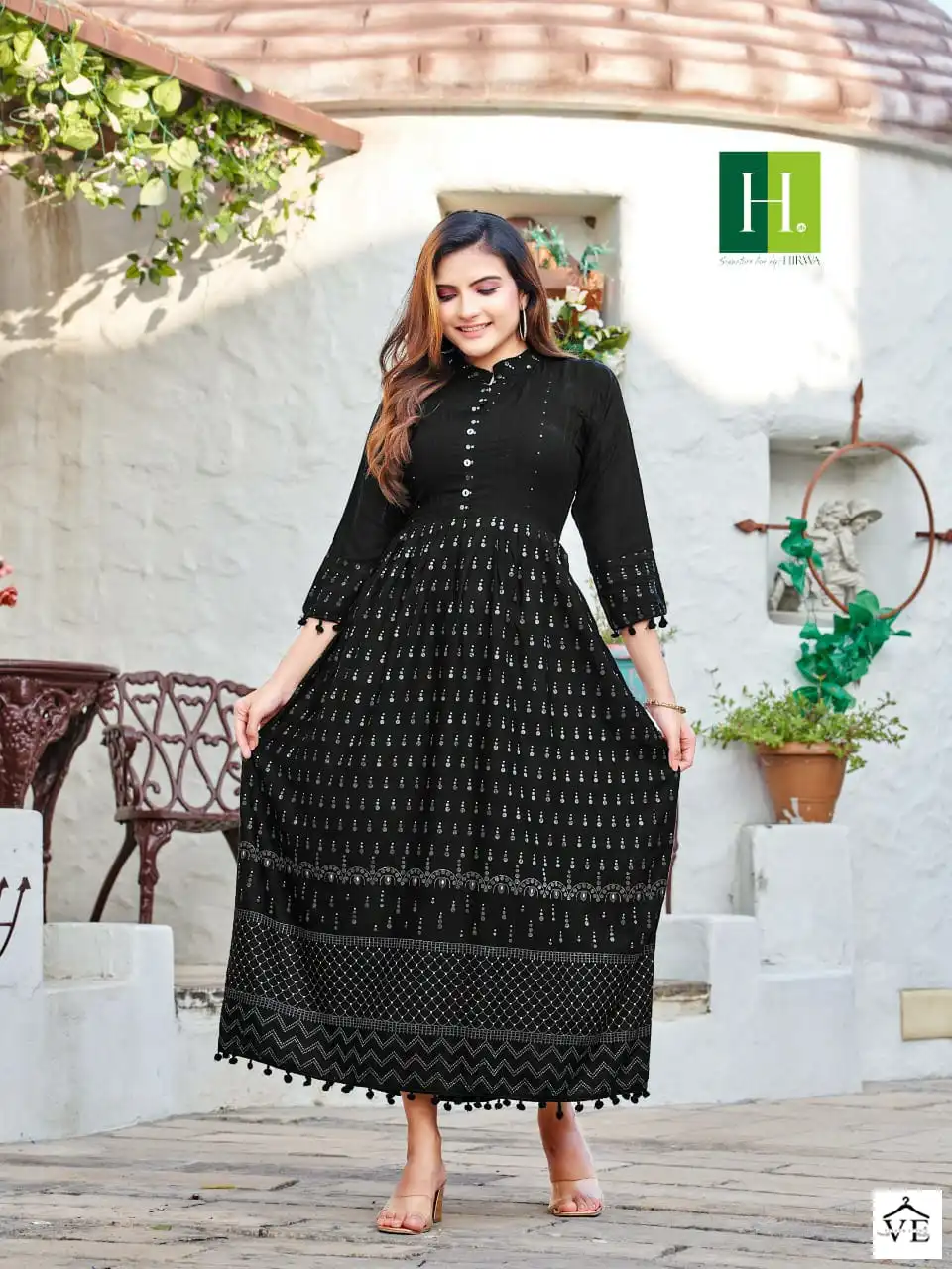 Hirwa Sunidhi Heavy Rayon Slub Wholesale Anarkali Kurti Catalog — Wholesale Kurtis, MPA wholesale from Surat — view 5