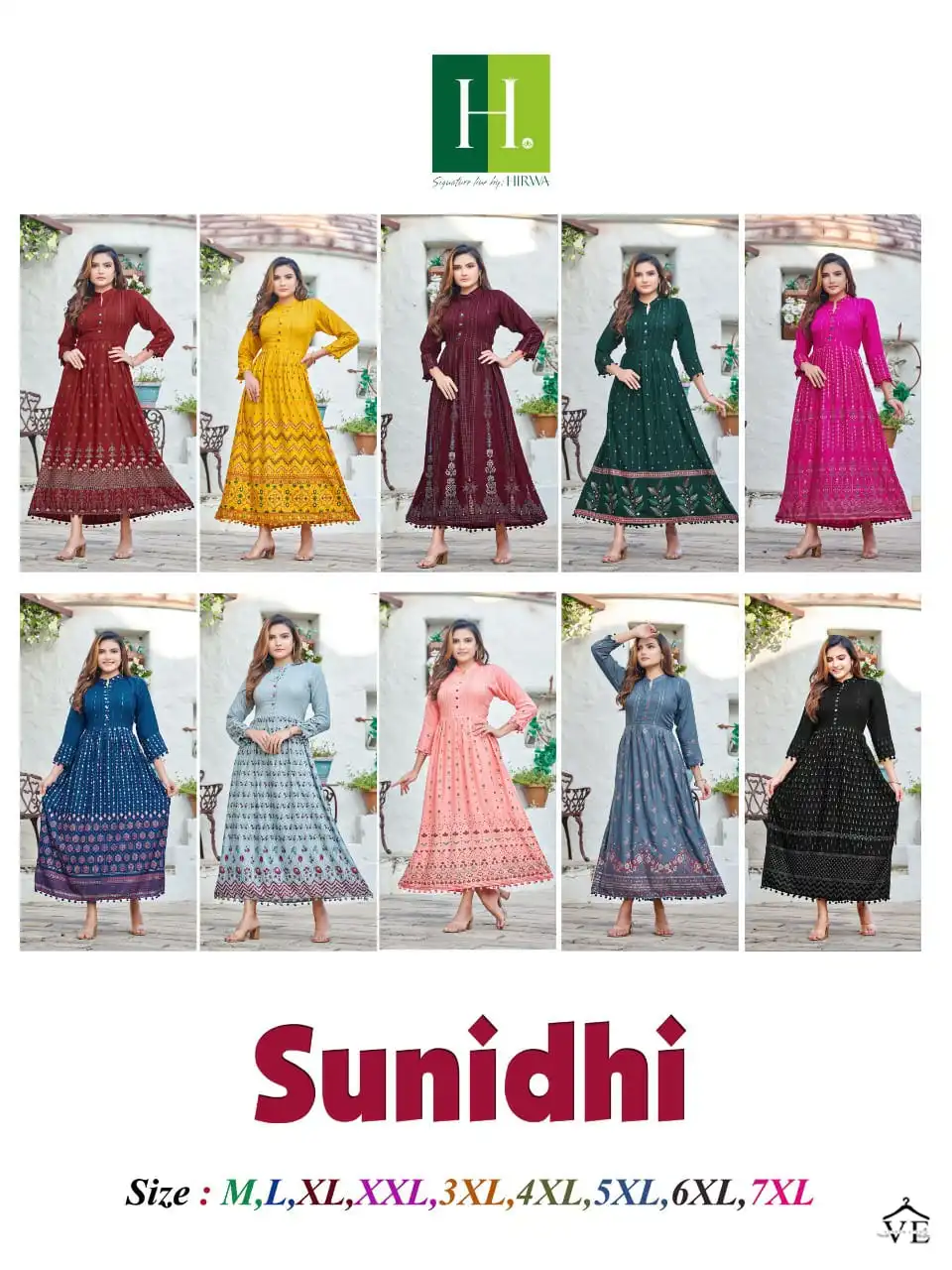 Hirwa Sunidhi Heavy Rayon Slub Wholesale Anarkali Kurti Catalog — Wholesale Kurtis, MPA wholesale from Surat — view 12
