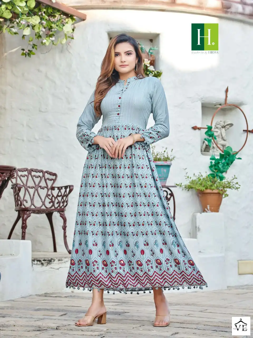 Hirwa Sunidhi Heavy Rayon Slub Wholesale Anarkali Kurti Catalog — Wholesale Kurtis, MPA wholesale from Surat — view 7