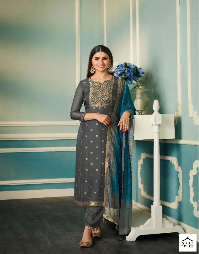 Vinay Tumbaa - Fiza Organza Jacquard Wholesale Readymade Suits Catalog — Wholesale Salwar Suits, MPA wholesale from Surat — view 3