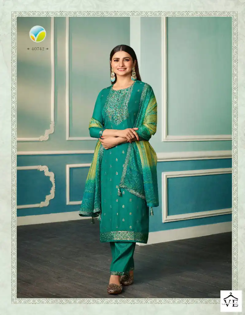 Vinay Tumbaa - Fiza Organza Jacquard Wholesale Readymade Suits Catalog — Wholesale Salwar Suits, MPA wholesale from Surat — view 5
