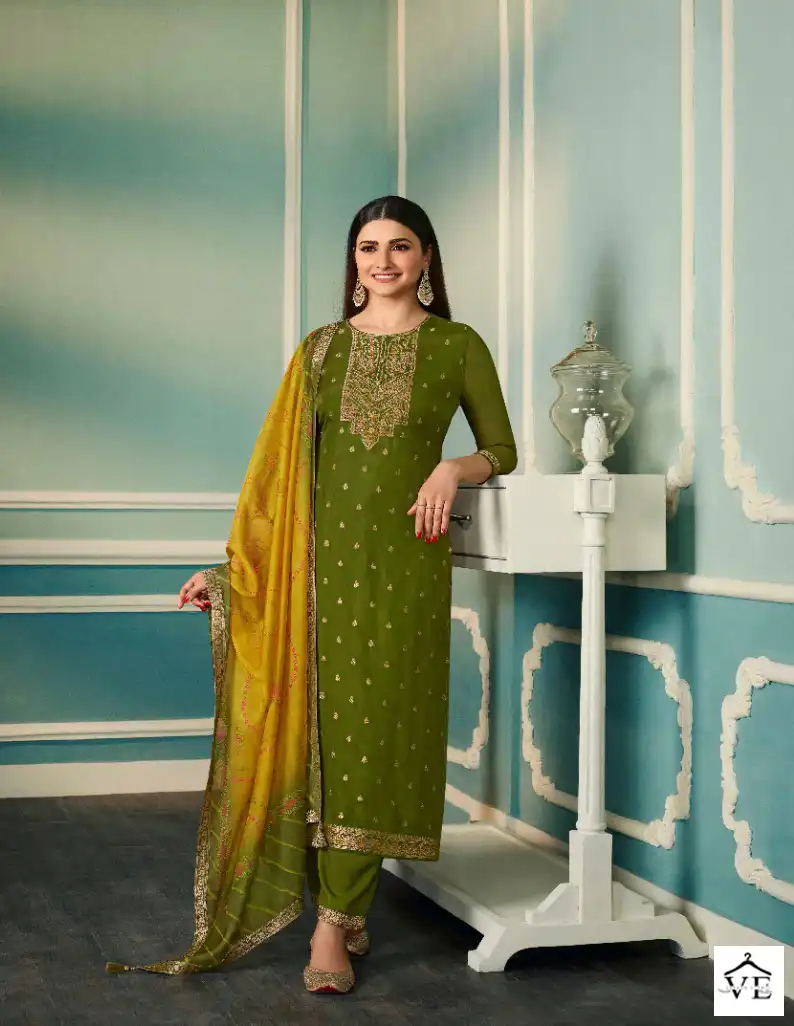 Vinay Tumbaa - Fiza Organza Jacquard Wholesale Readymade Suits Catalog — Wholesale Salwar Suits, MPA wholesale from Surat — view 6