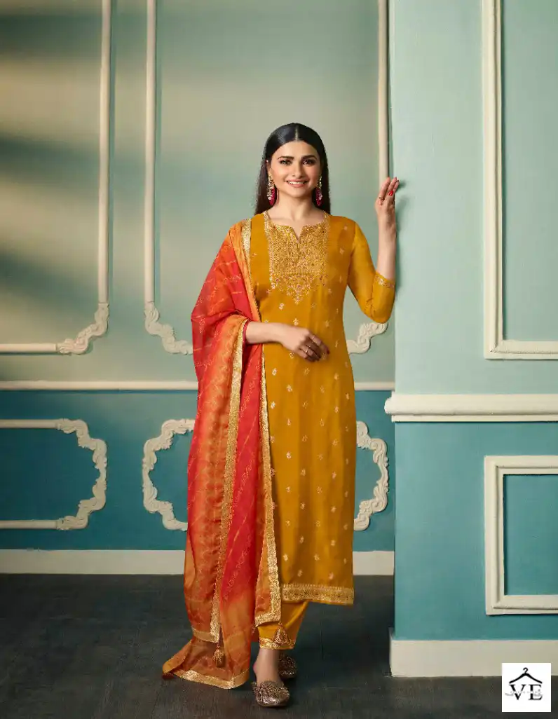 Vinay Tumbaa - Fiza Organza Jacquard Wholesale Readymade Suits Catalog — Wholesale Salwar Suits, MPA wholesale from Surat — view 8