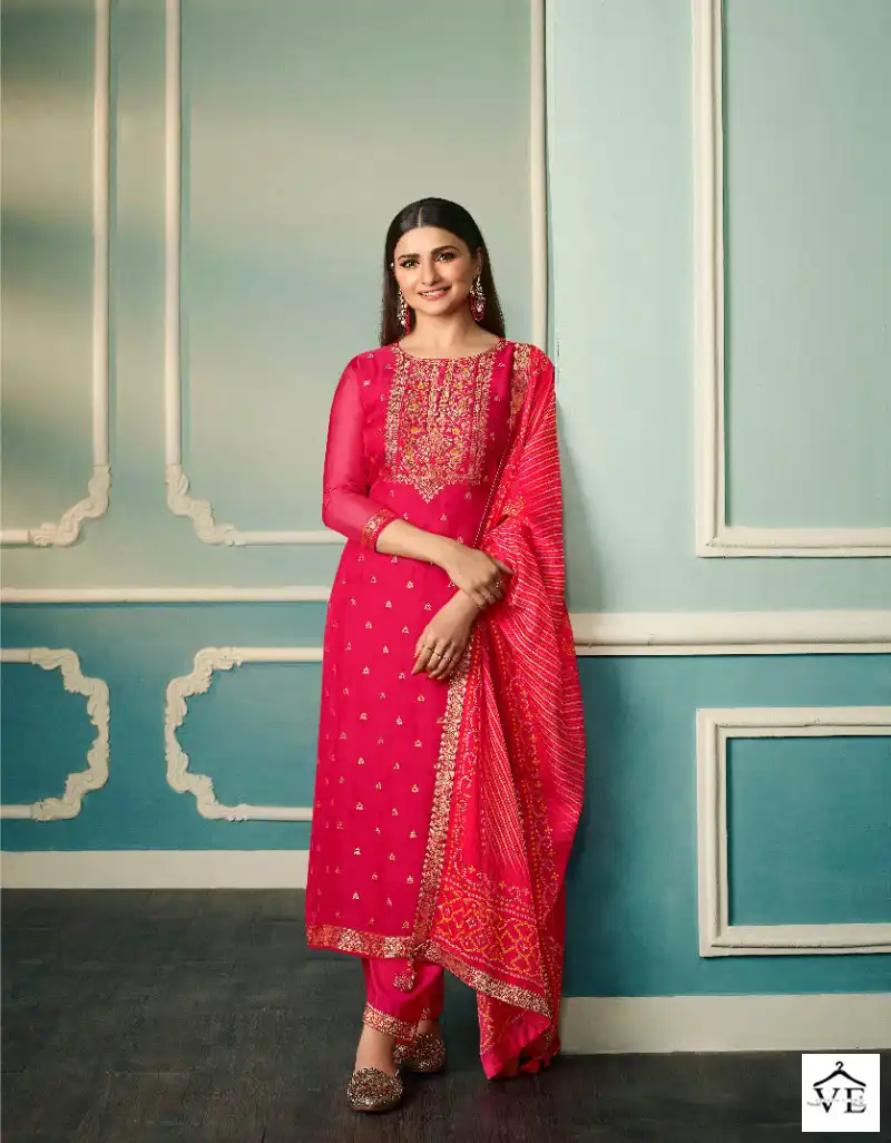 Vinay Tumbaa - Fiza Organza Jacquard Wholesale Readymade Suits Catalog — Wholesale Salwar Suits, MPA wholesale from Surat — view 2