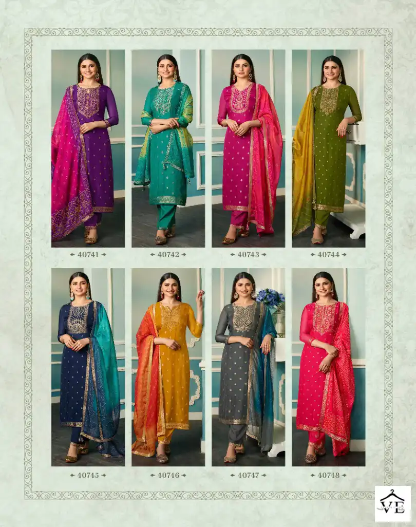 Vinay Tumbaa - Fiza Organza Jacquard Wholesale Readymade Suits Catalog — Wholesale Salwar Suits, MPA wholesale from Surat — view 10