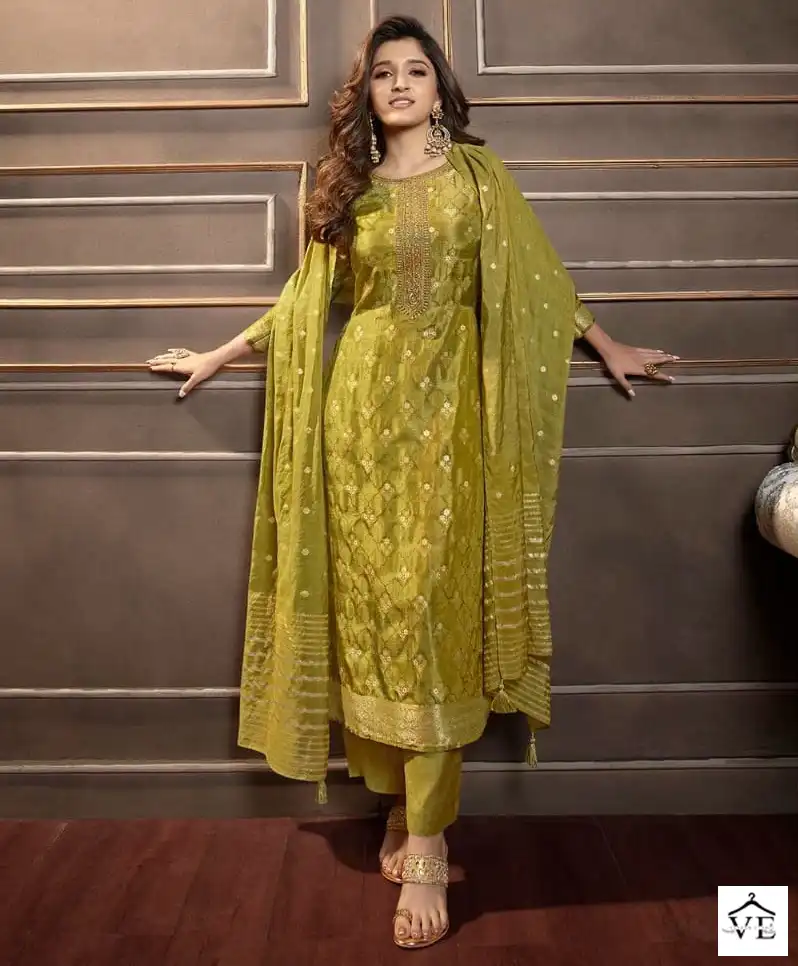 Vinay Tumbaa - Silver Line Dola Self Jacquard Wholesale Readymade Suits Catalog — Wholesale Salwar Suits, MPA wholesale from Surat — view 1