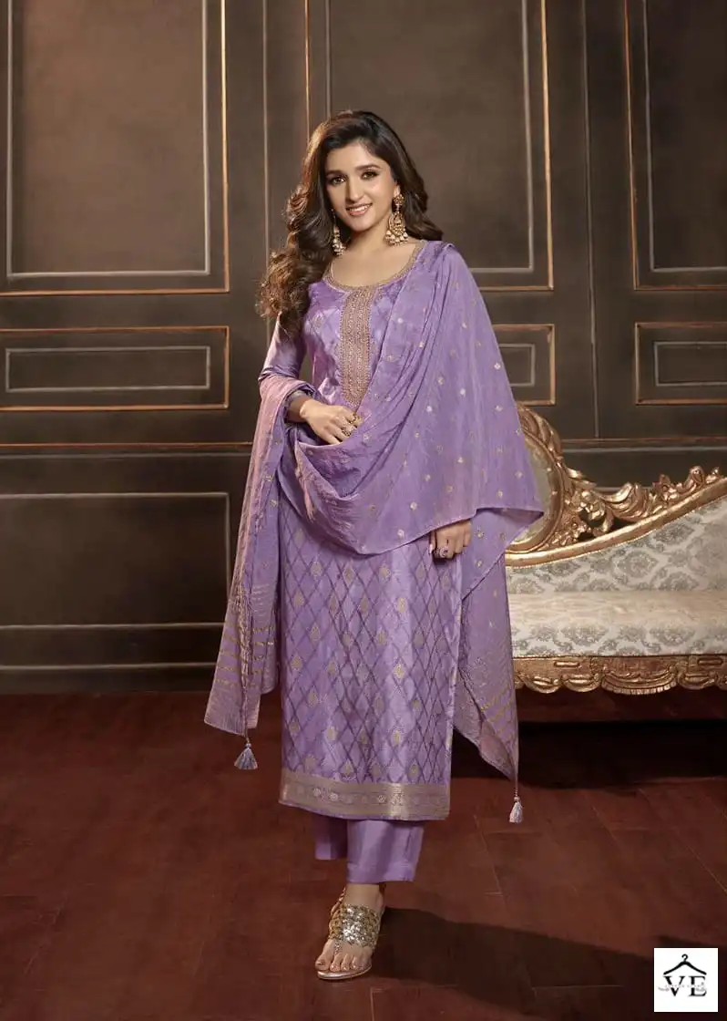 Vinay Tumbaa - Silver Line Dola Self Jacquard Wholesale Readymade Suits Catalog — Wholesale Salwar Suits, MPA wholesale from Surat - Gallery Image 3