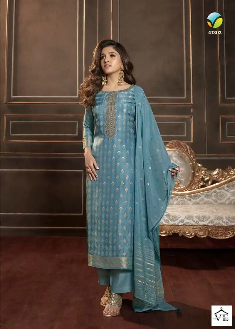 Vinay Tumbaa - Silver Line Dola Self Jacquard Wholesale Readymade Suits Catalog — Wholesale Salwar Suits, MPA wholesale from Surat - Gallery Image 5