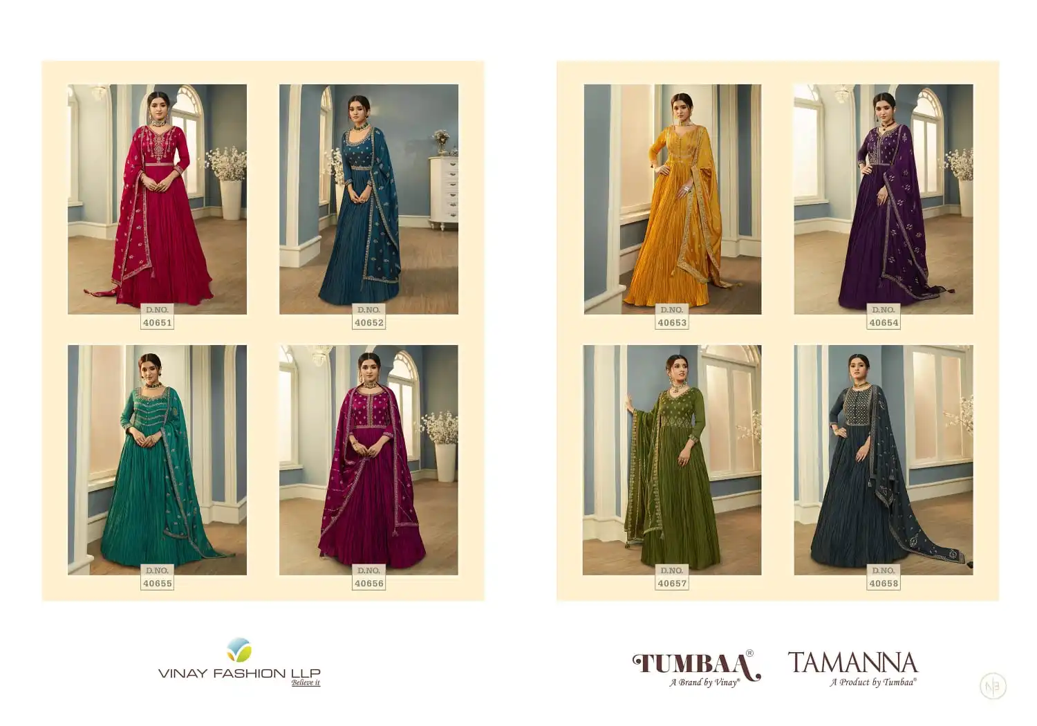 Vinay Tumbaa - Tamanna Crushed Silk Georgette Wholesale Gown With Dupatta Catalog — Wholesale Salwar Suits, MPA wholesale from Surat — view 11