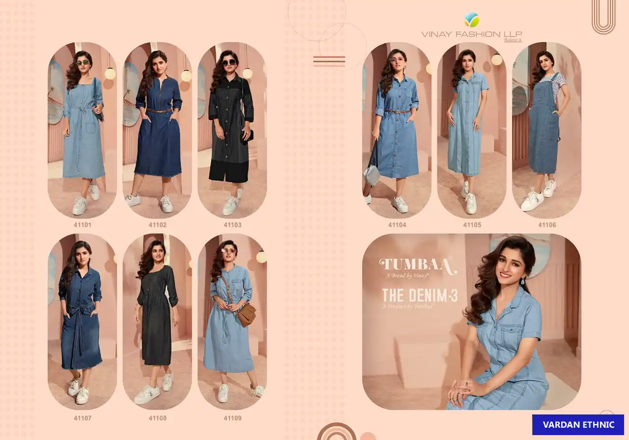 Vinay Tumbaa The Denim-3 100% Denim Wholesale Kurti Catalog — Wholesale Kurtis, MPA wholesale from Surat — view 10