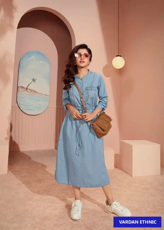 Vinay Tumbaa The Denim-3 100% Denim Wholesale Kurti Catalog — Wholesale Kurtis, MPA wholesale from Surat - Gallery Image 9