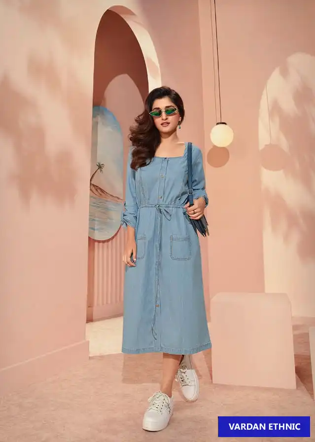 Vinay Tumbaa The Denim-3 100% Denim Wholesale Kurti Catalog — Wholesale Kurtis, MPA wholesale from Surat - Gallery Image 2