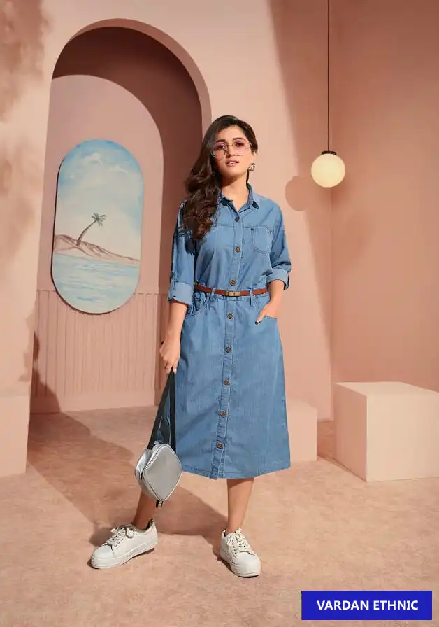 Vinay Tumbaa The Denim-3 100% Denim Wholesale Kurti Catalog — Wholesale Kurtis, MPA wholesale from Surat - Gallery Image 3